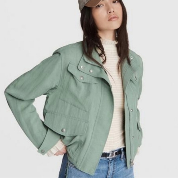 NWOT Rag & Bone Trail Green Tencel-blend Jacket Large Drawstring Hem Pockets - Picture 5 of 14